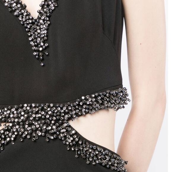 SemSem Dana Black Cut-Out Embellished Gown - Picture 11 of 16